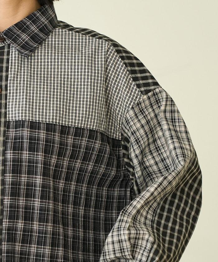 格紋拼接仿改造風襯衫