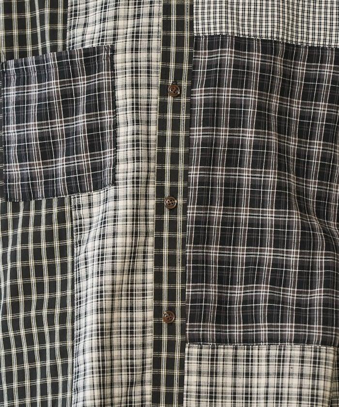 格紋拼接仿改造風襯衫