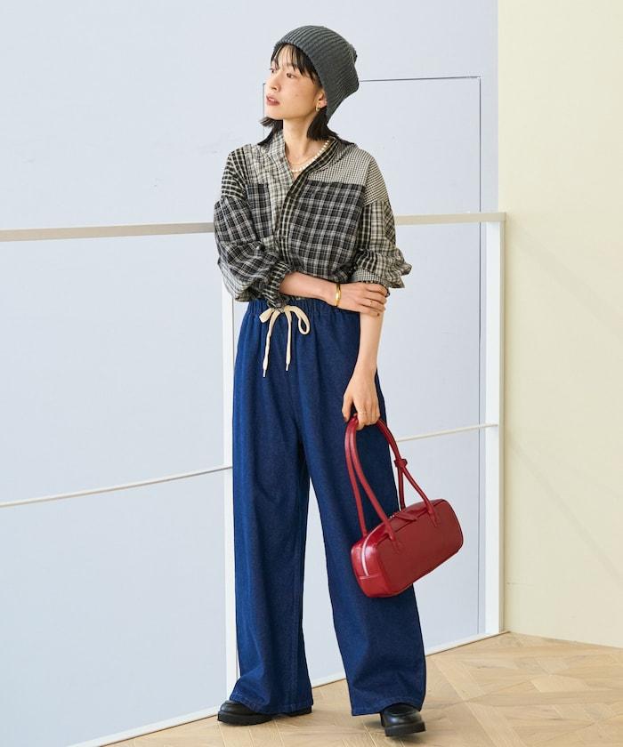 格紋拼接仿改造風襯衫