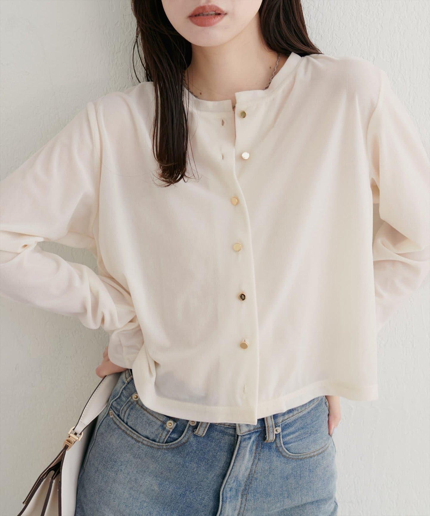 圓領天鵝絨開衫