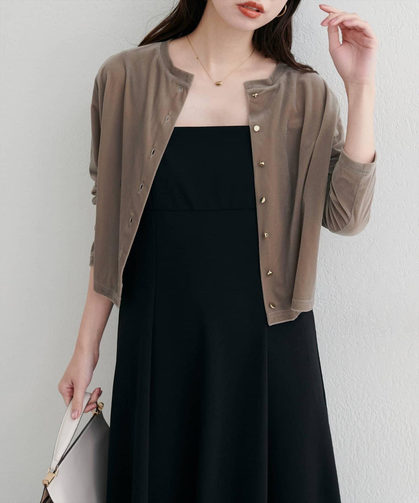 圓領天鵝絨開衫