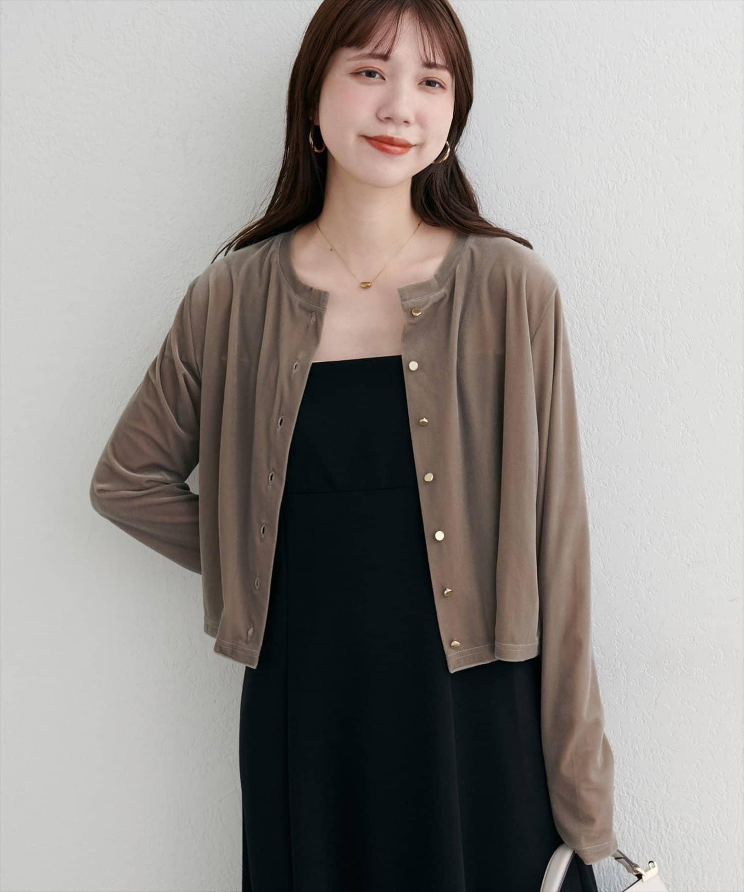 圓領天鵝絨開衫