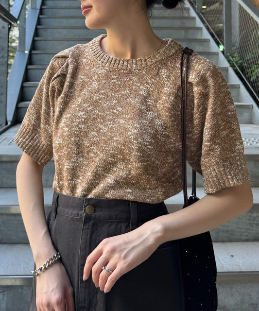 【willow】麻花泡泡袖短袖針織衫
