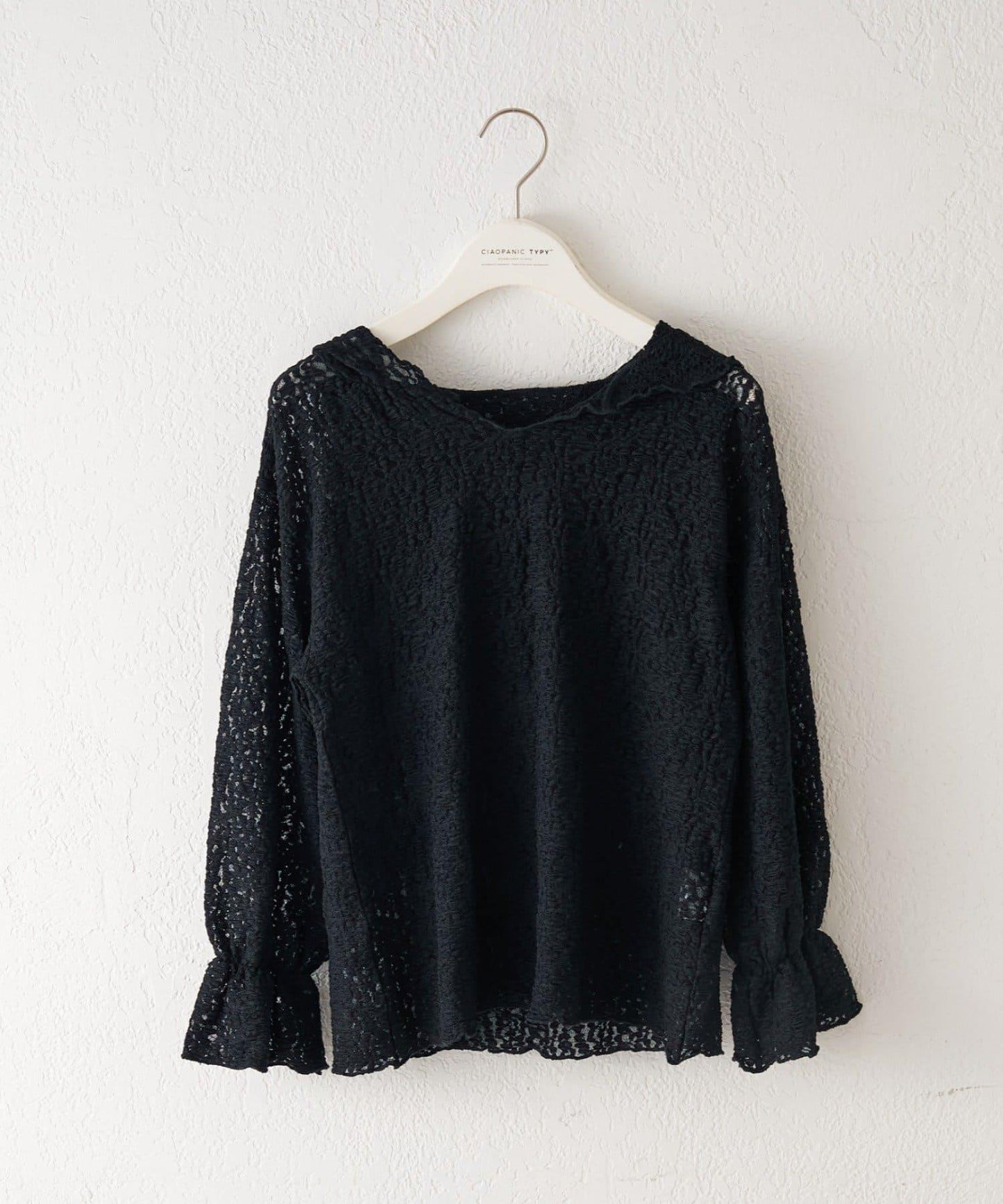 【KIDS】彈力蕾絲連帽衫