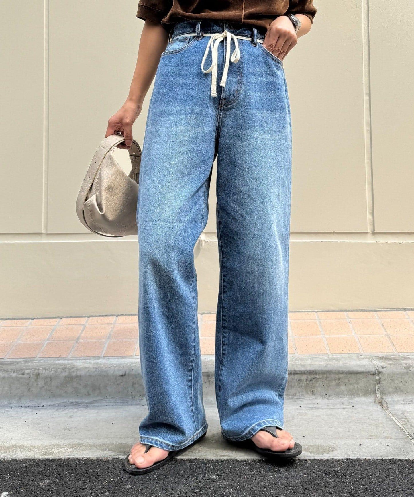 【HENRY】復古牛仔/附腰帶寬鬆牛仔褲