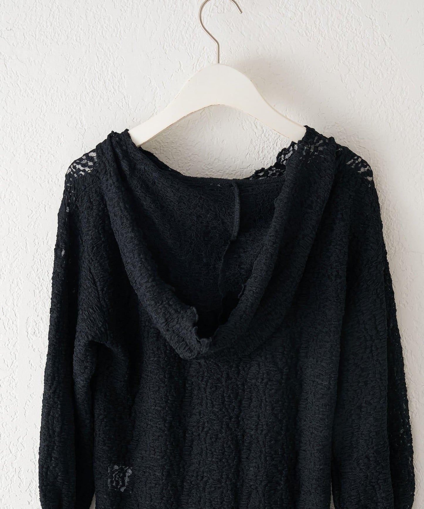 【KIDS】彈力蕾絲連帽衫