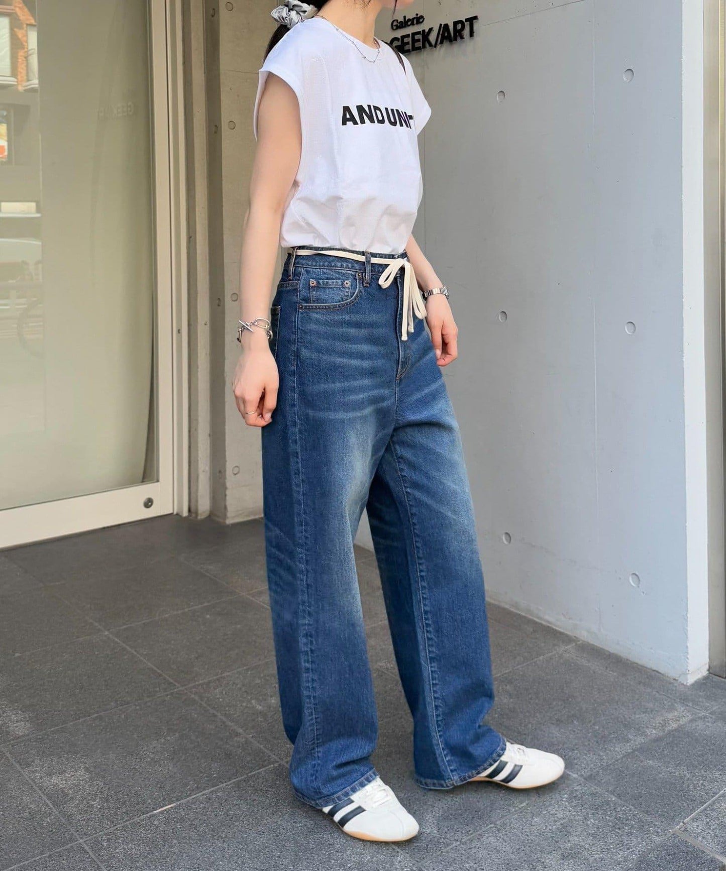 【HENRY】復古牛仔/附腰帶寬鬆牛仔褲