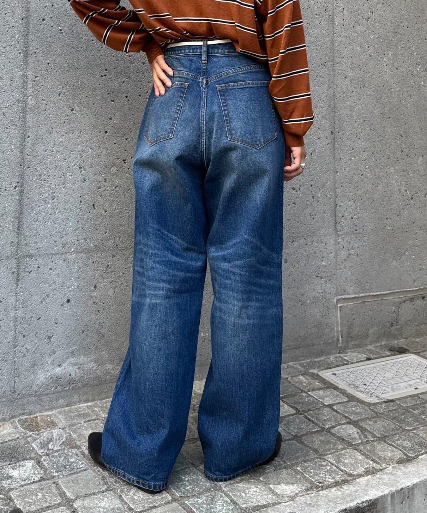 【HENRY】復古牛仔/附腰帶寬鬆牛仔褲