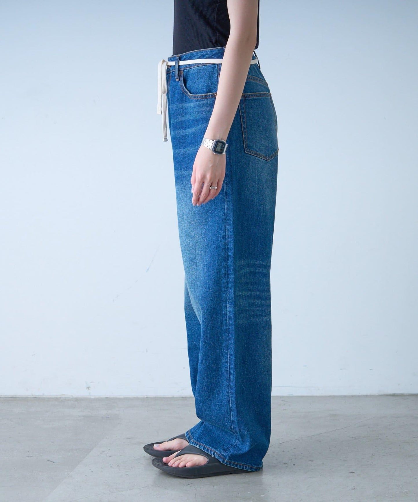 【HENRY】復古牛仔/附腰帶寬鬆牛仔褲