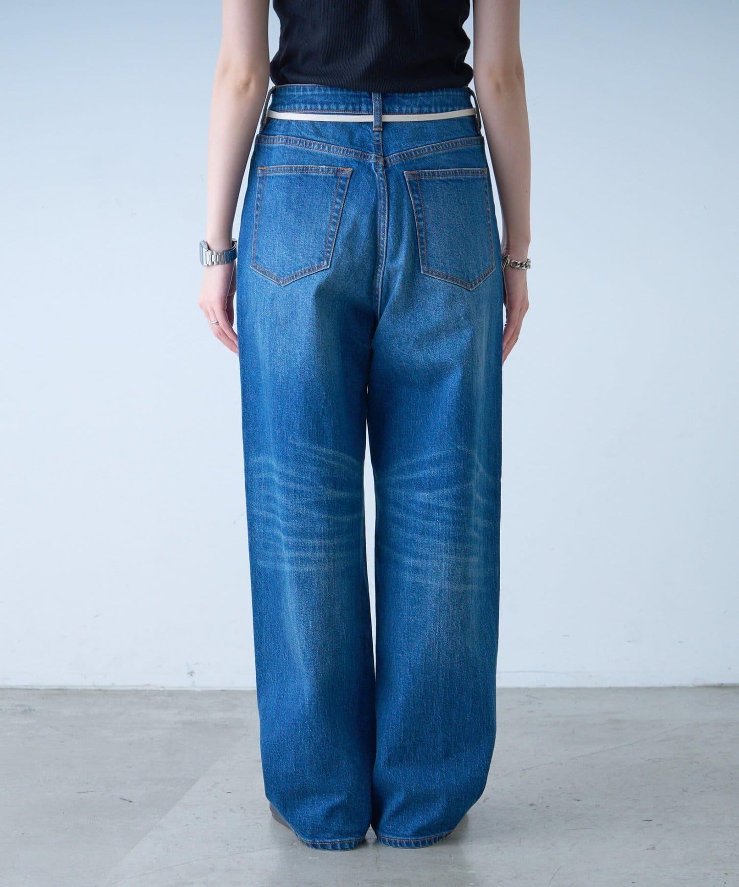 【HENRY】復古牛仔/附腰帶寬鬆牛仔褲