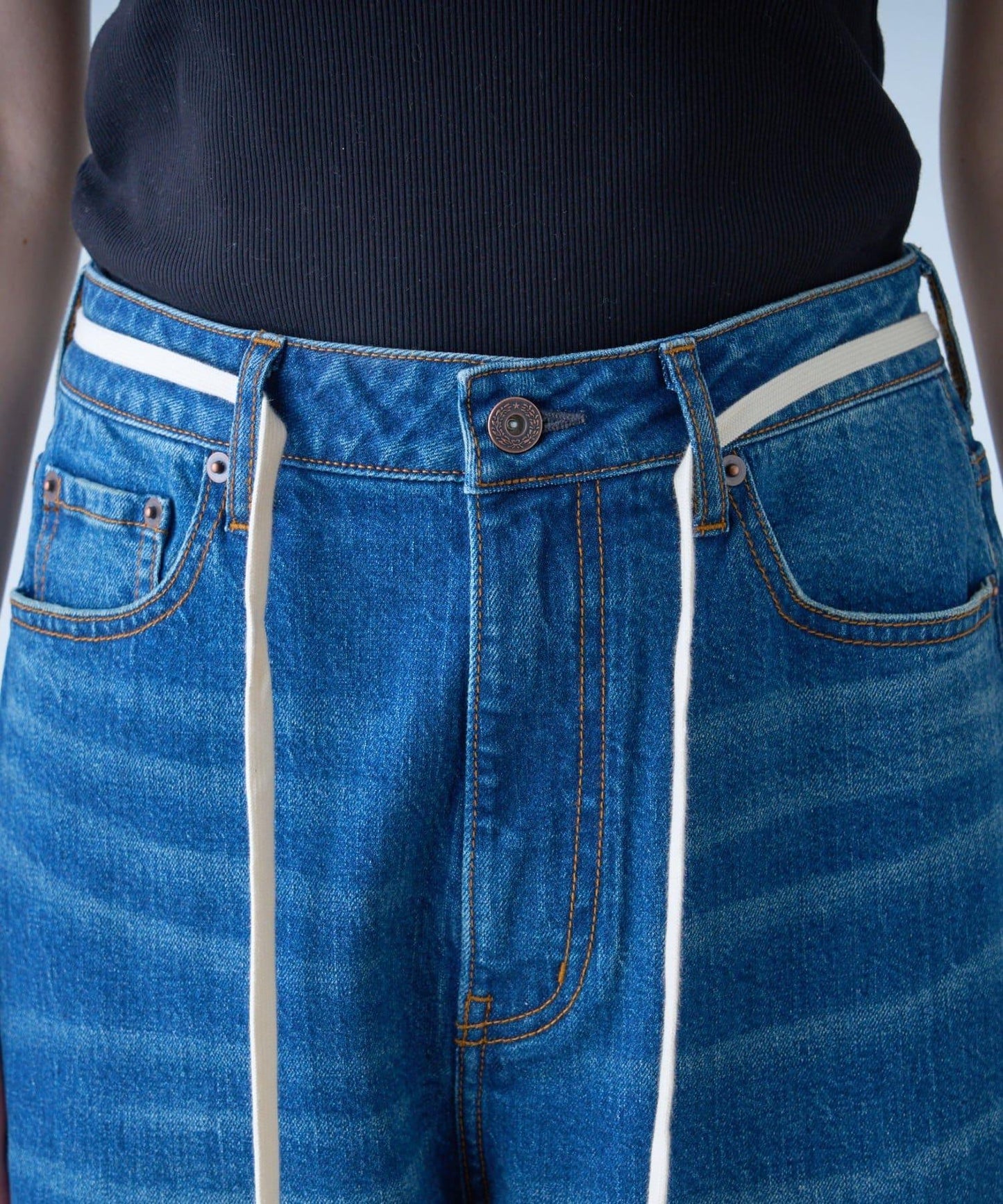 【HENRY】復古牛仔/附腰帶寬鬆牛仔褲