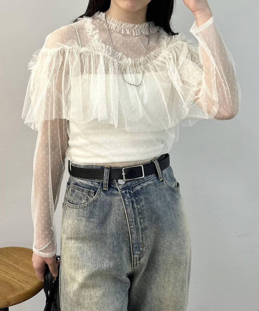 【mystic】波點網紗襯衫