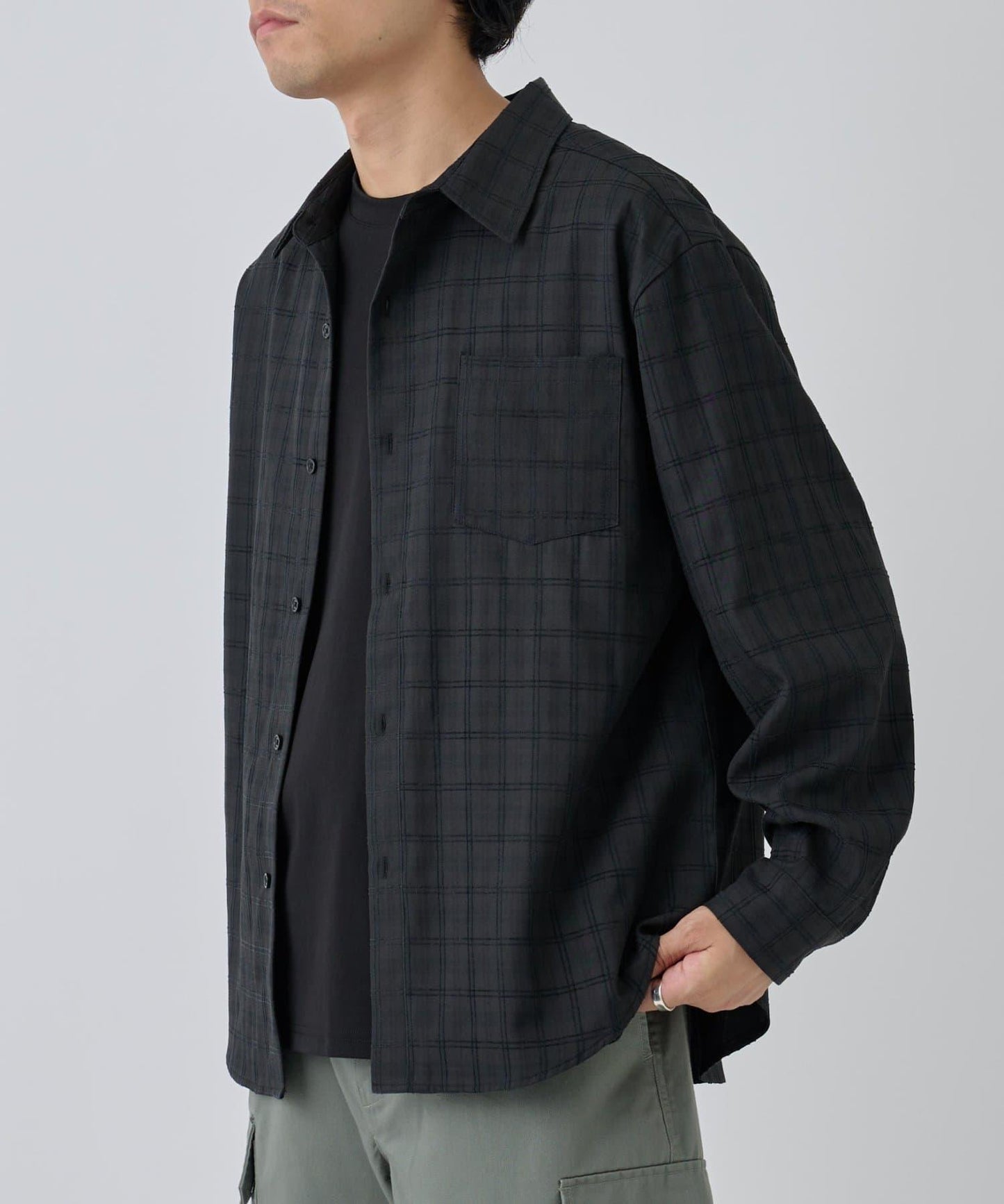 【AW】格紋提花長袖襯衫