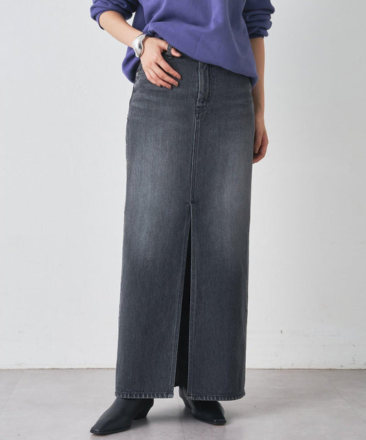 牛仔開叉半身裙