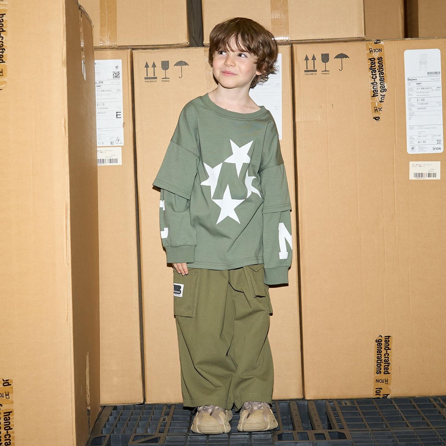 【MNCM】【正反兩穿】【舒適天竺棉】印花疊穿寬鬆T恤