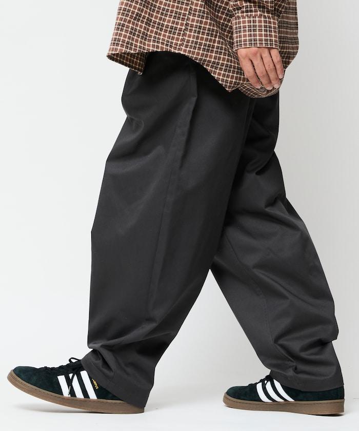 寬鬆版型斜紋打褶錐形褲