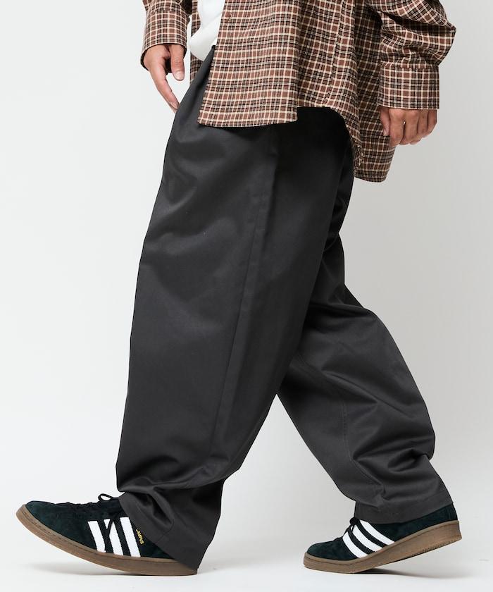 寬鬆版型斜紋打褶錐形褲