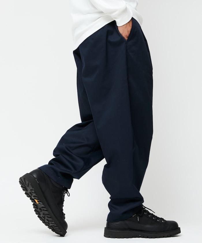 寬鬆版型斜紋打褶錐形褲