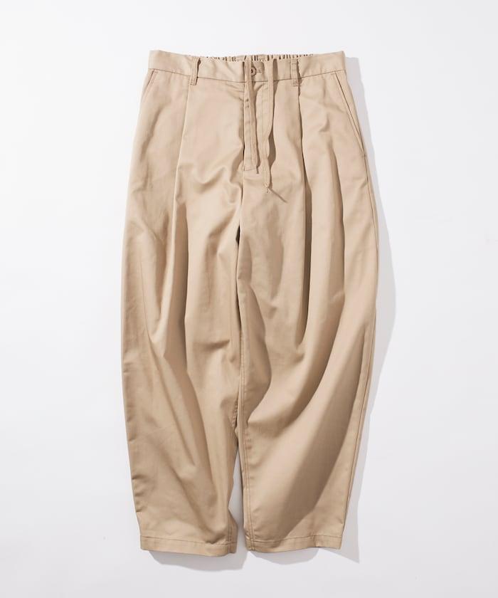 寬鬆版型斜紋打褶錐形褲