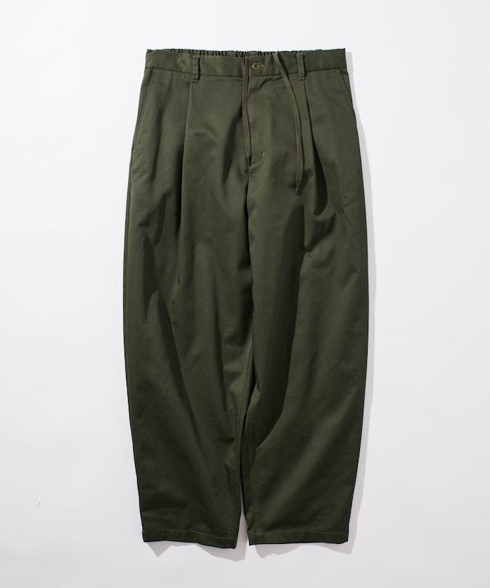 寬鬆版型斜紋打褶錐形褲