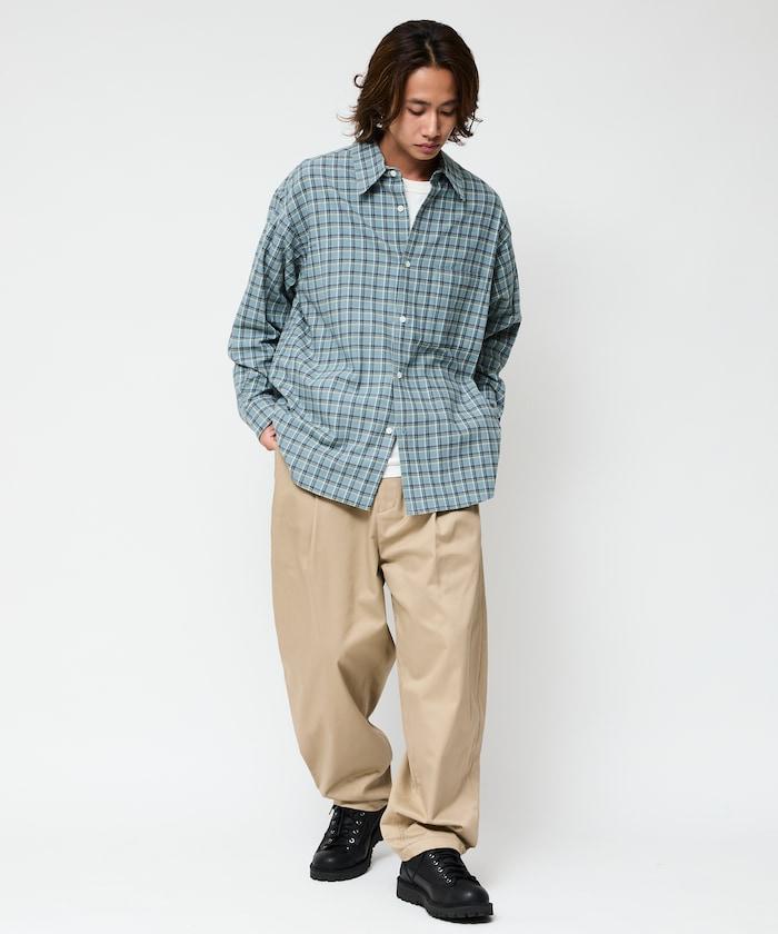 寬鬆版型斜紋打褶錐形褲