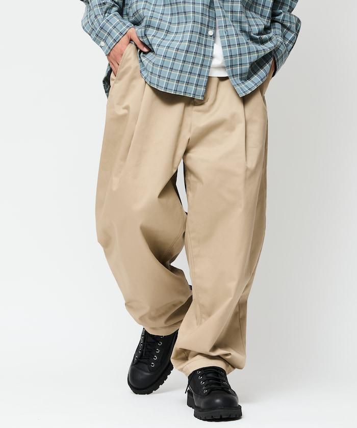 寬鬆版型斜紋打褶錐形褲