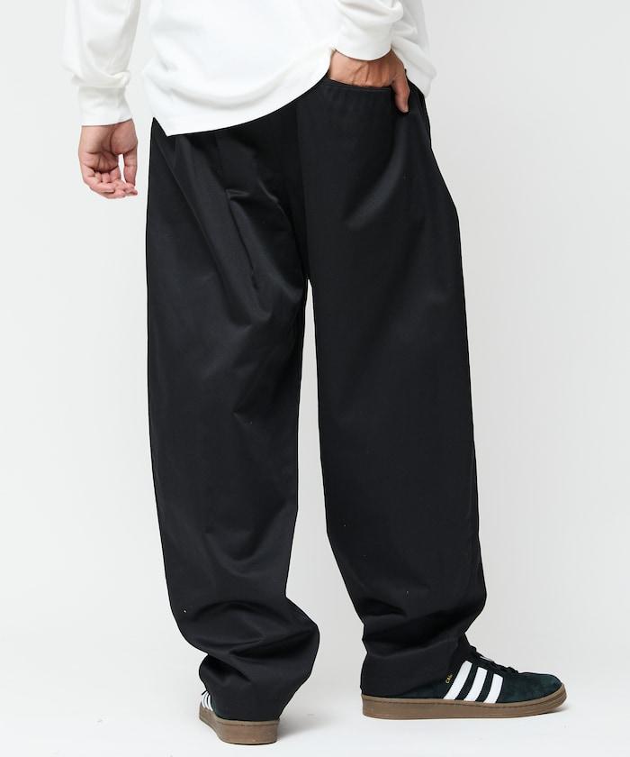 寬鬆版型斜紋打褶錐形褲