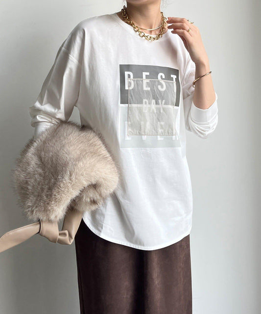 標誌歐根紗長袖T恤