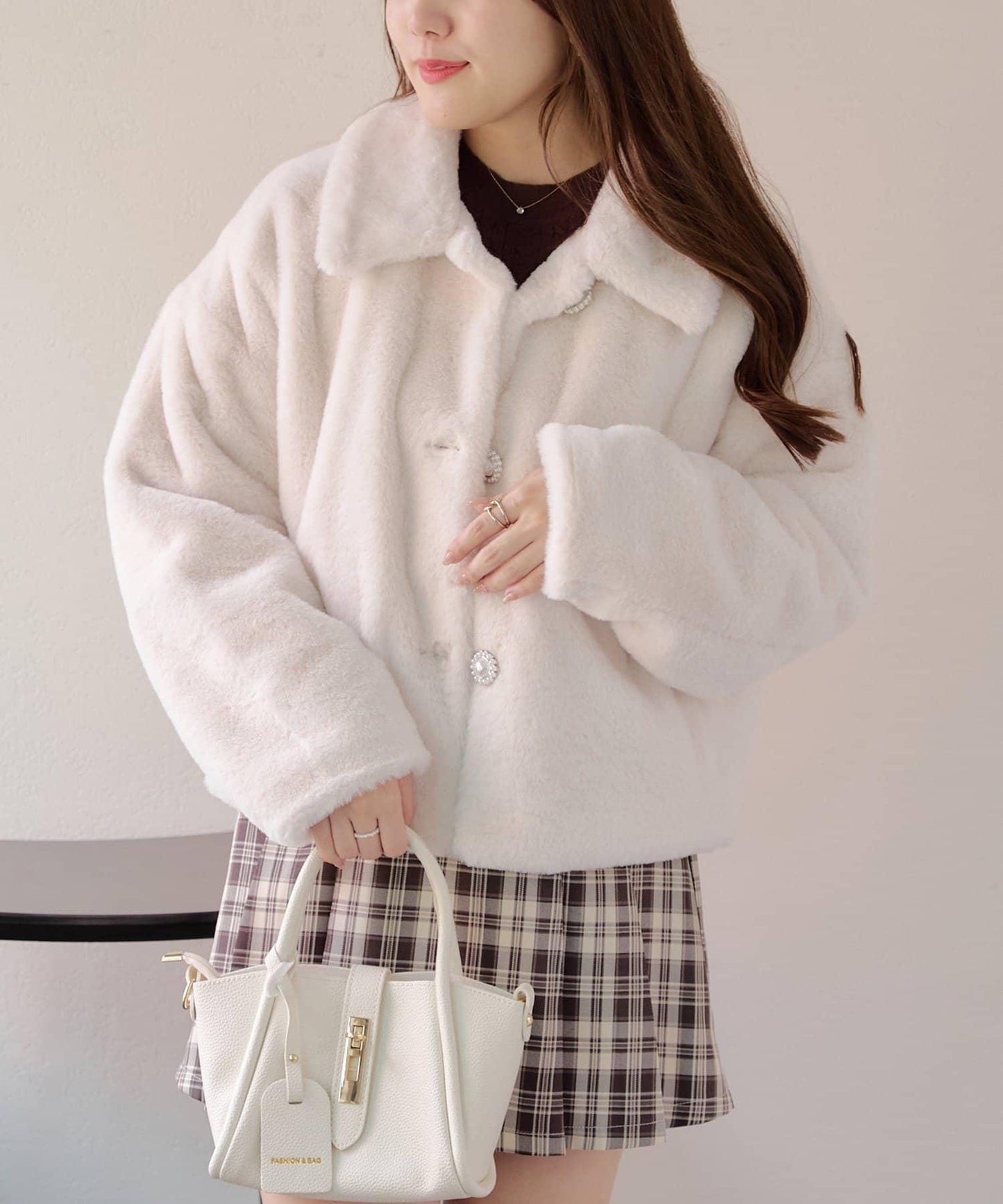 【RMAF】亮片紐扣仿毛外套