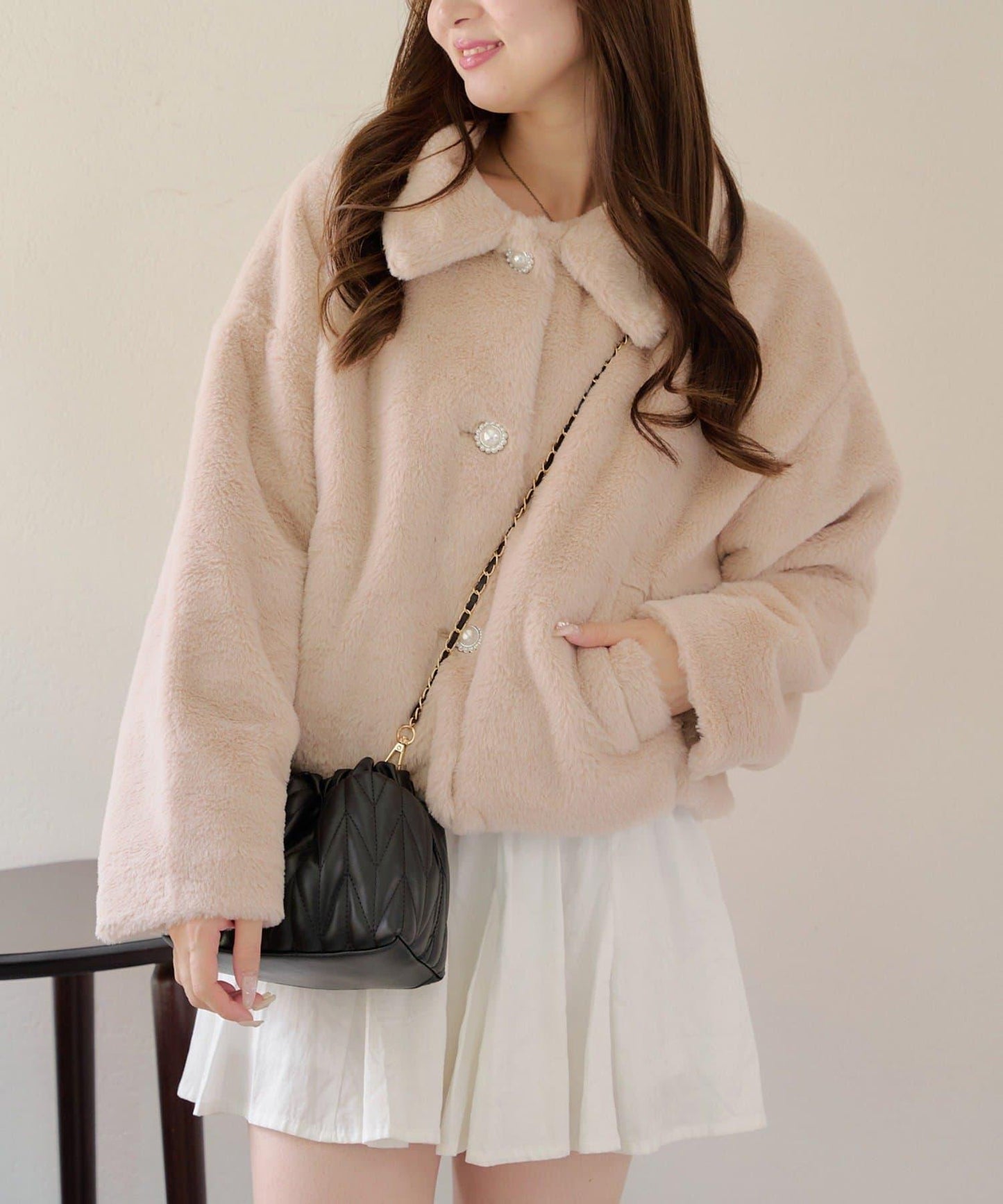 【RMAF】亮片紐扣仿毛外套