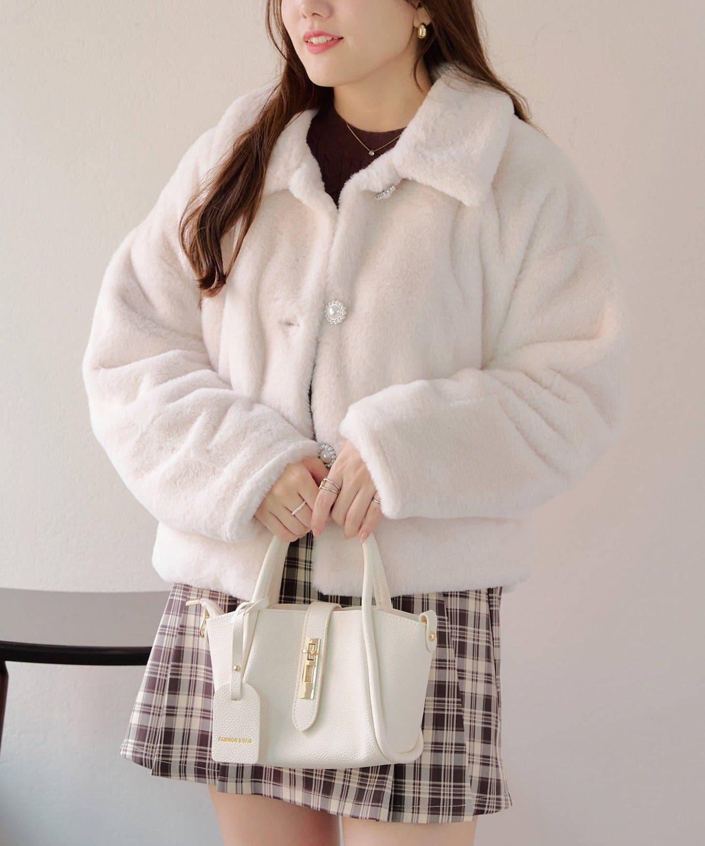 【RMAF】亮片紐扣仿毛外套