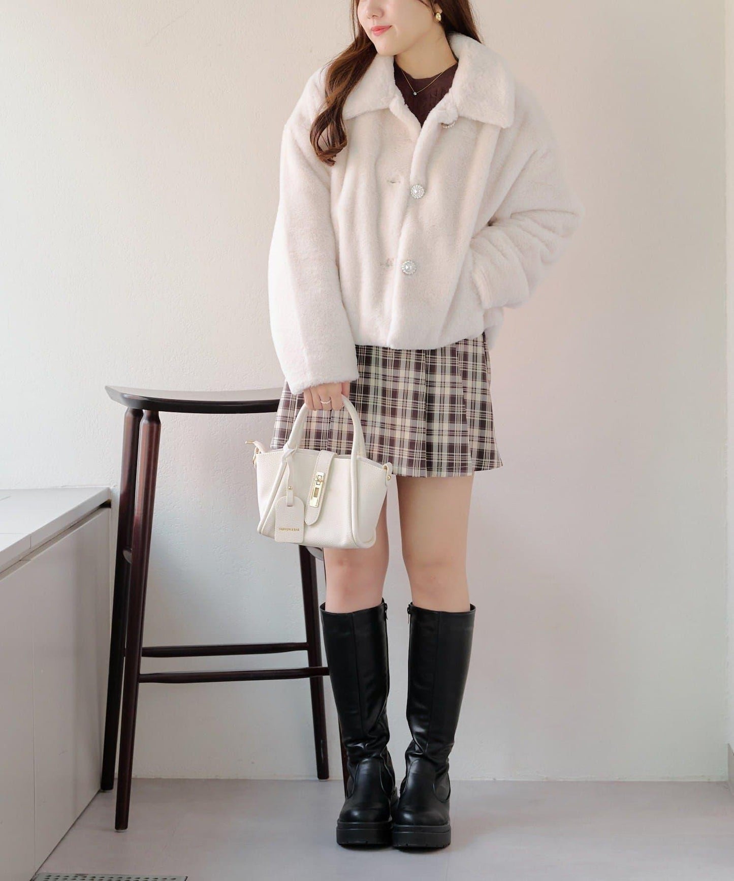 【RMAF】亮片紐扣仿毛外套