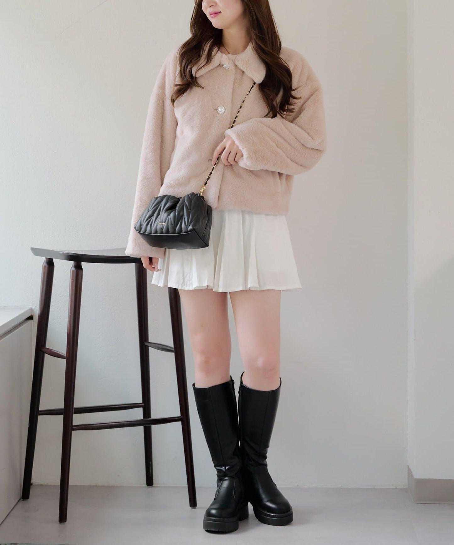 【RMAF】亮片紐扣仿毛外套