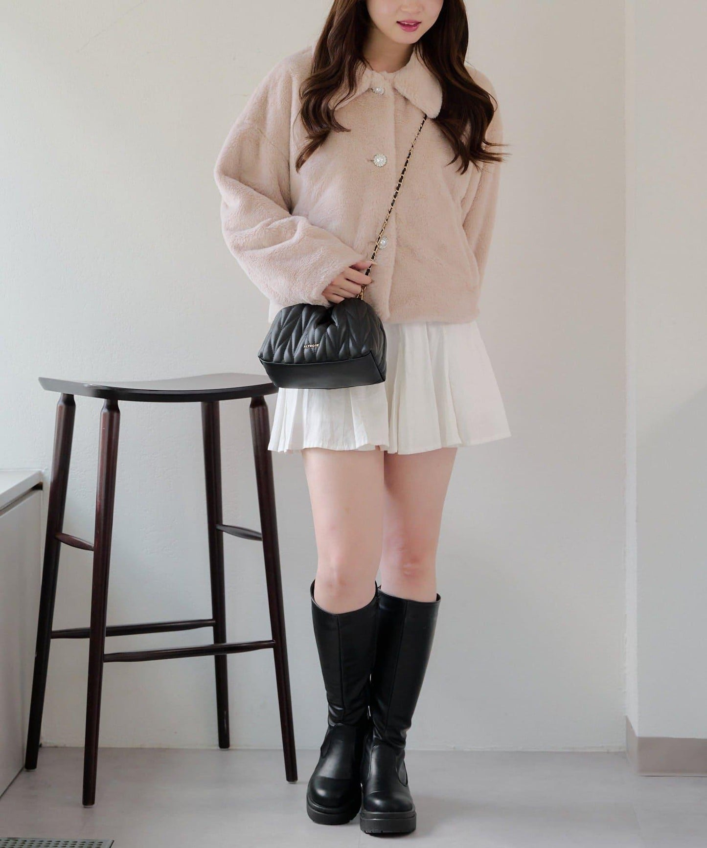 【RMAF】亮片紐扣仿毛外套