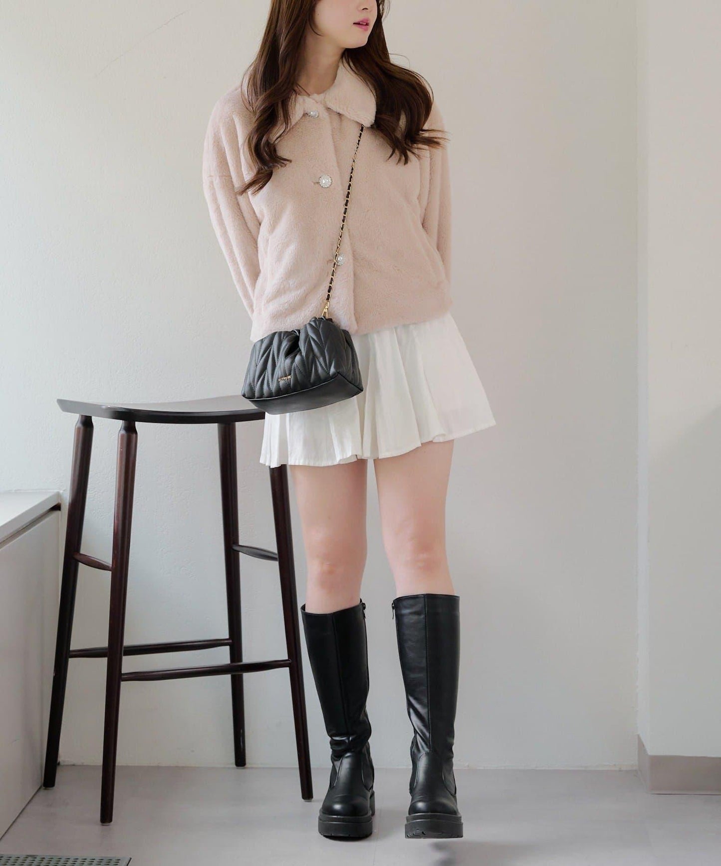 【RMAF】亮片紐扣仿毛外套