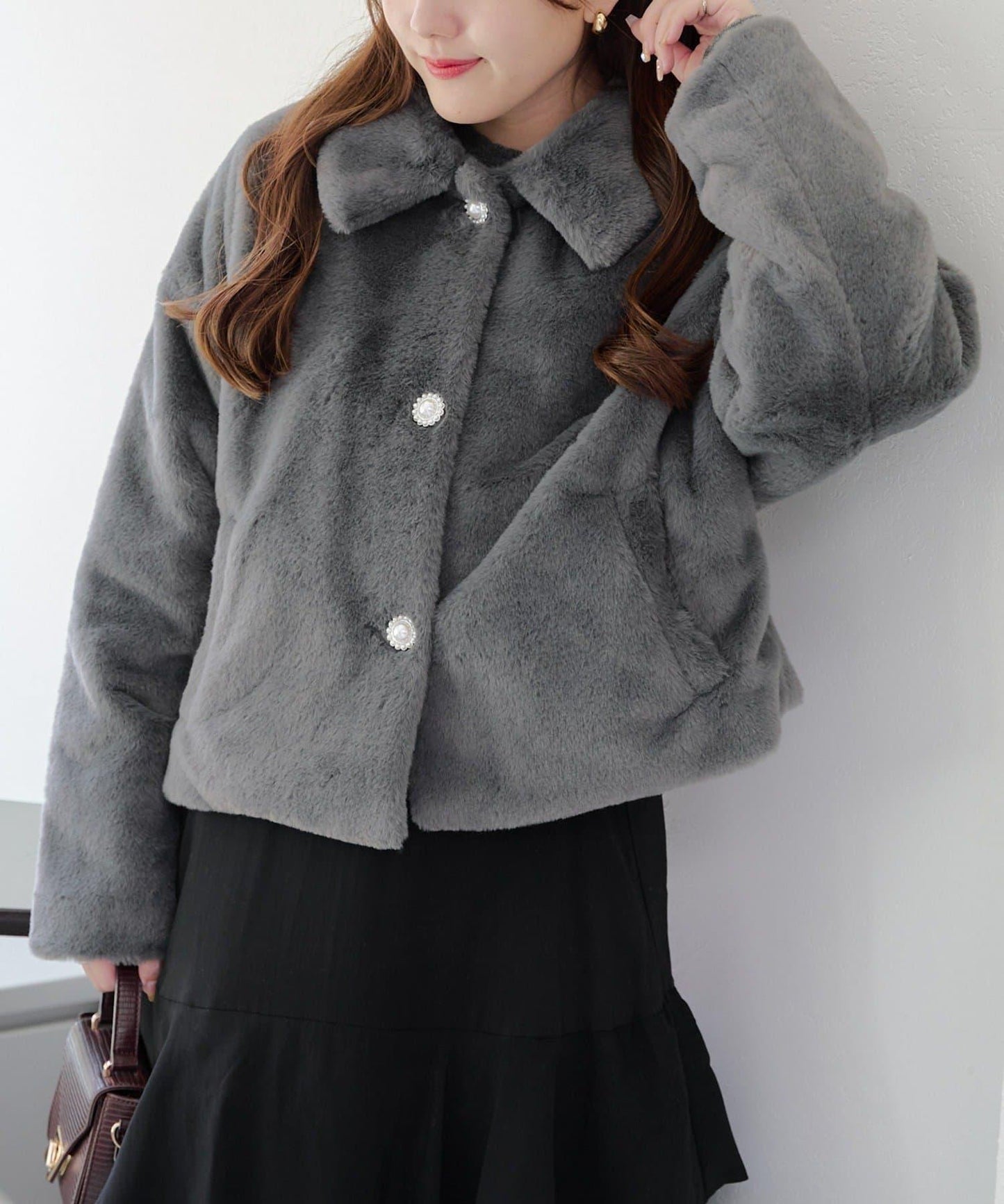 【RMAF】亮片紐扣仿毛外套