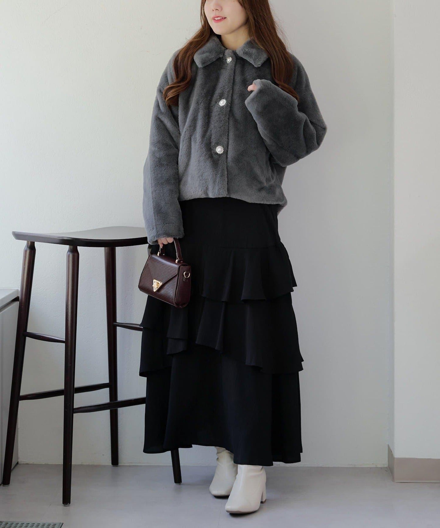 【RMAF】亮片紐扣仿毛外套