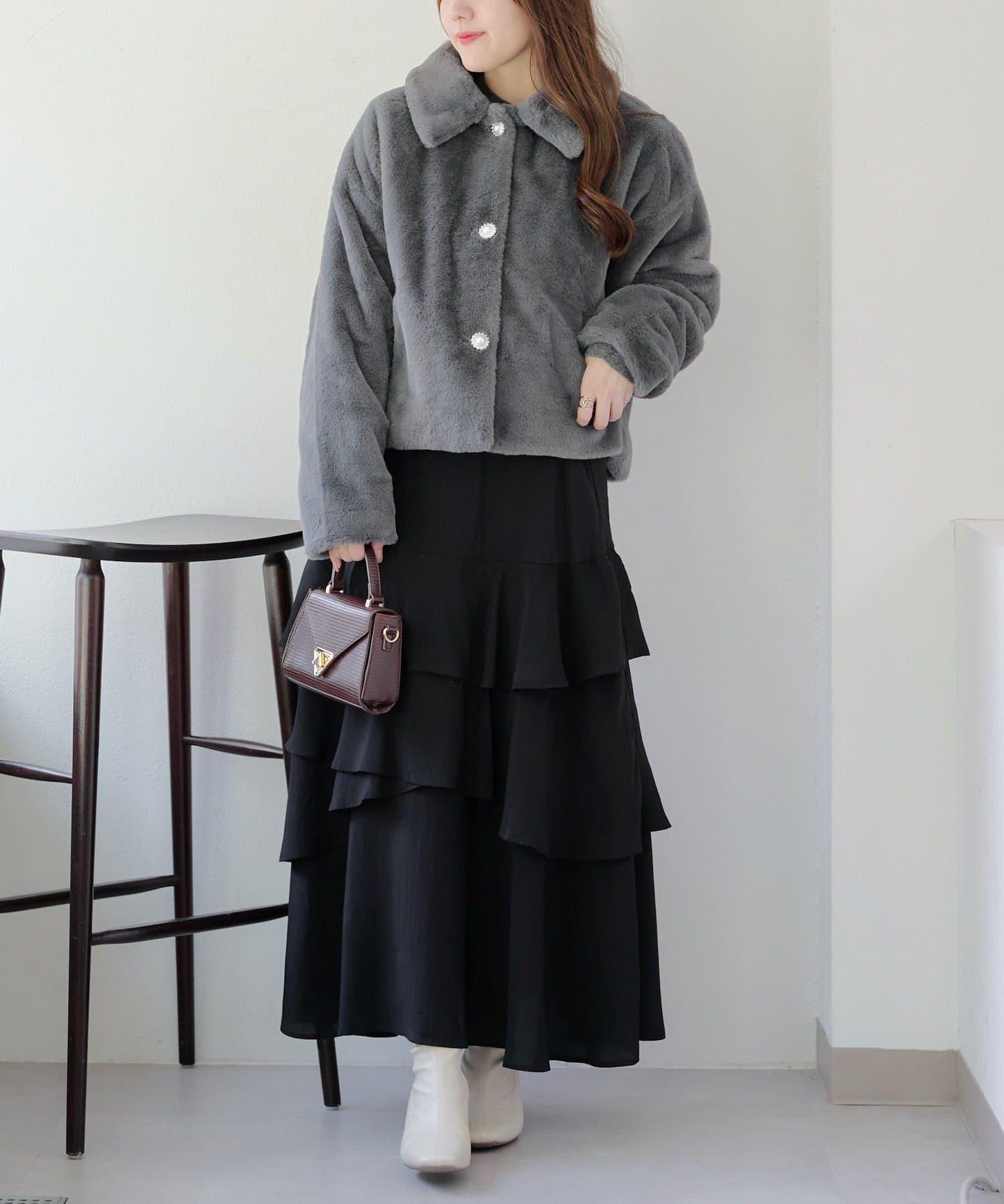 【RMAF】亮片紐扣仿毛外套