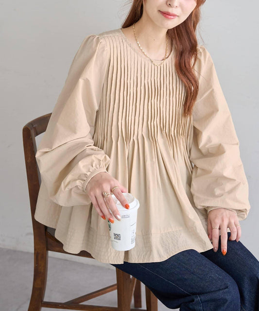 【Discoat】褶飾荷葉邊下襬襯衫