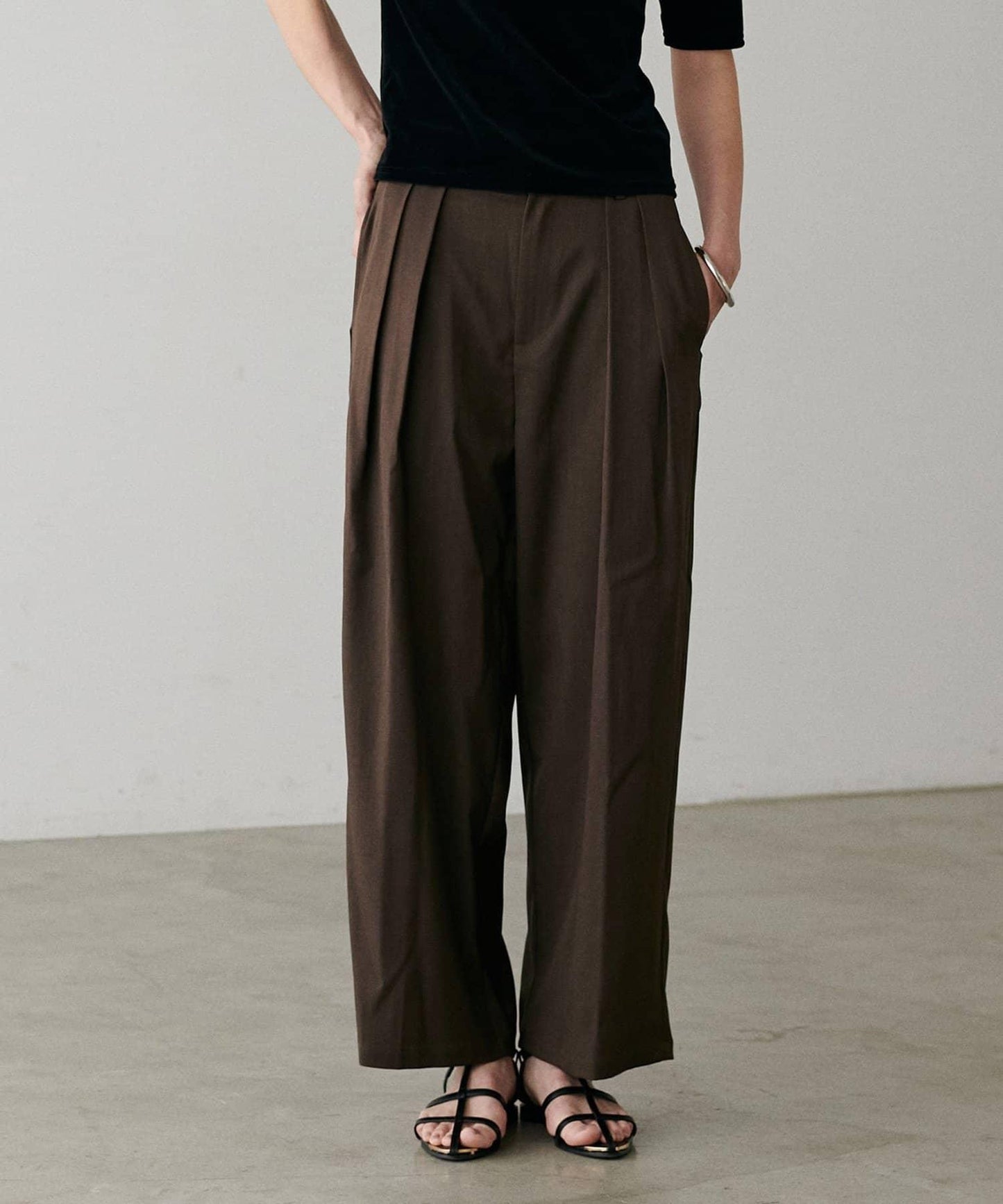 褶皺長款西裝褲