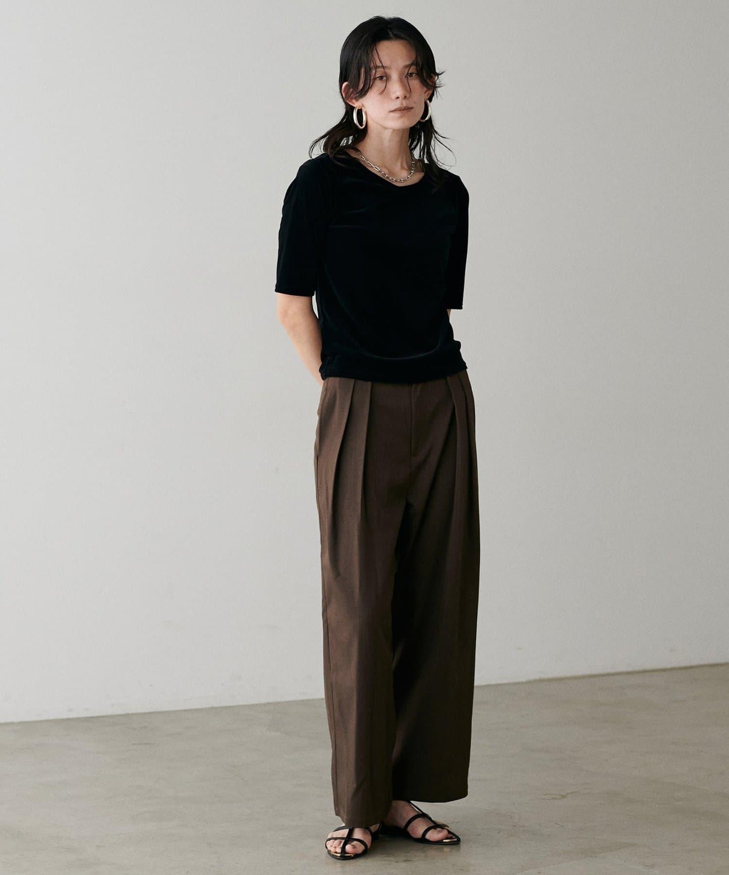 褶皺長款西裝褲