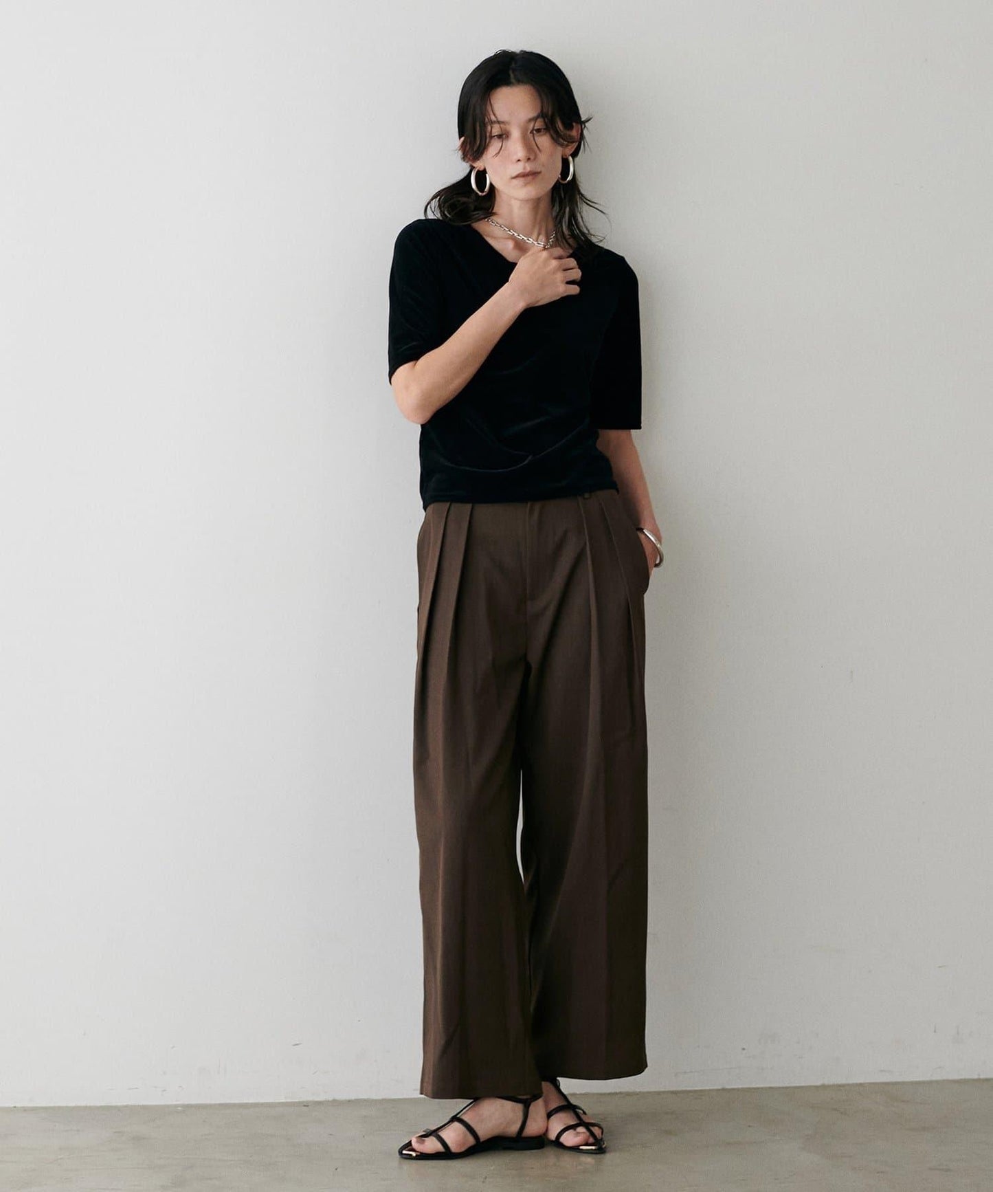 褶皺長款西裝褲