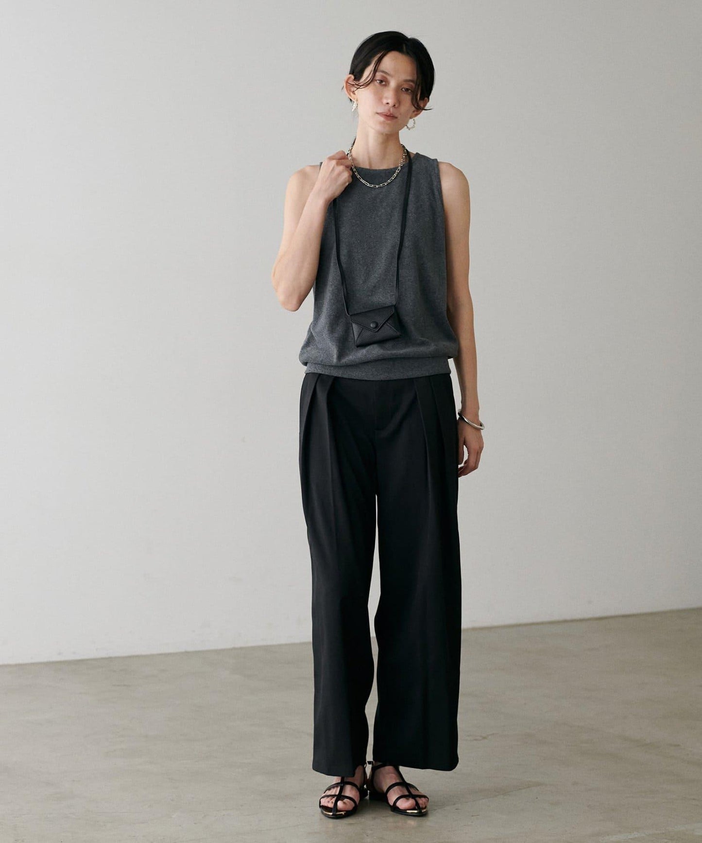 褶皺長款西裝褲