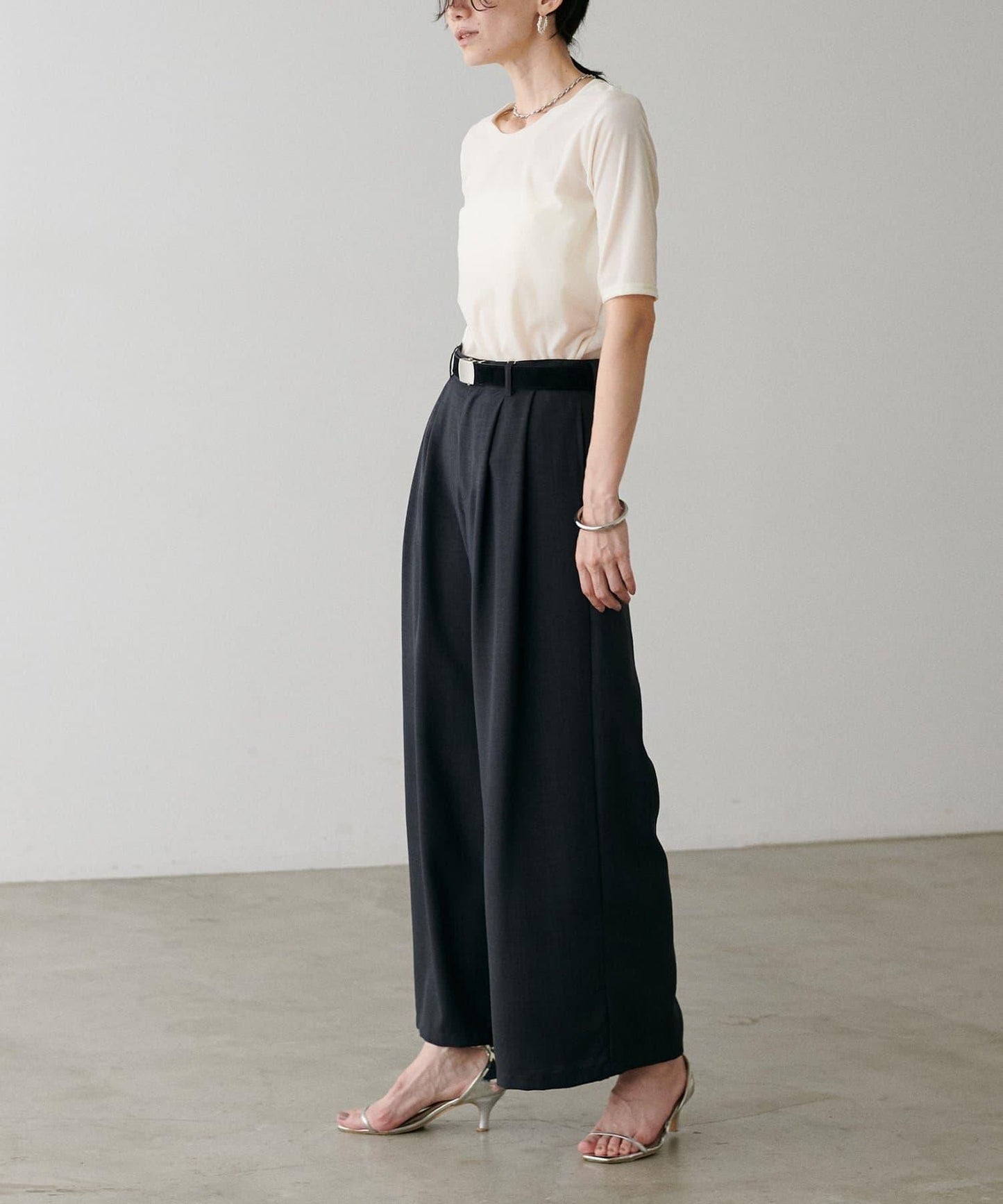 褶皺長款西裝褲