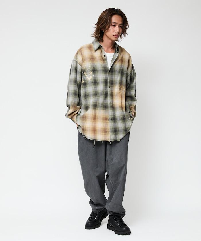 寬鬆版型 漂白工藝 漸變格紋 法蘭絨襯衫