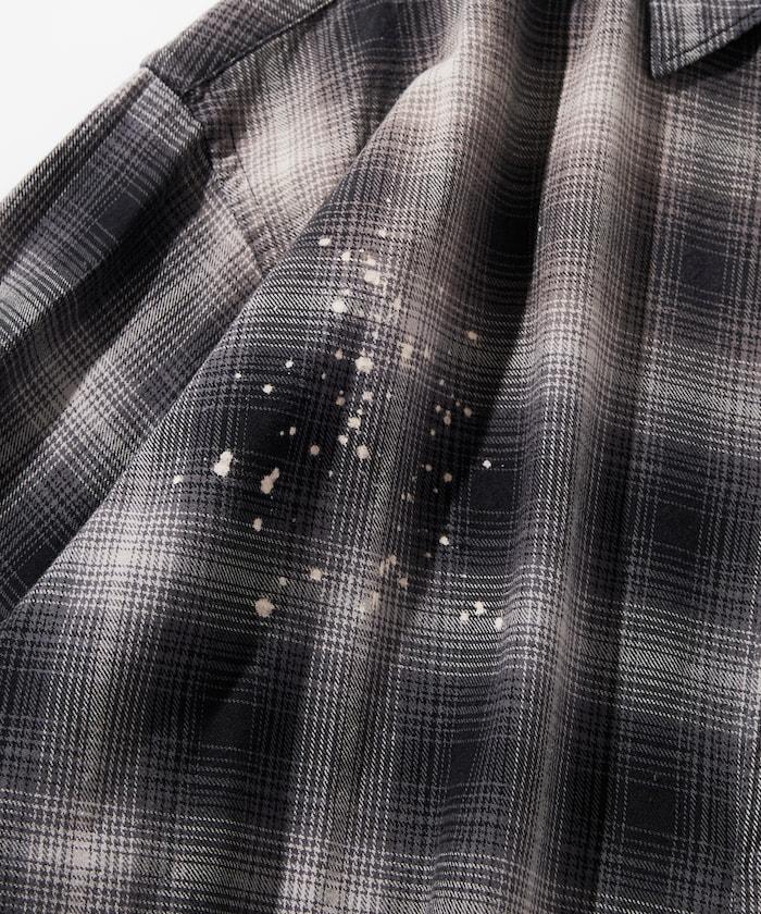 寬鬆版型 漂白工藝 漸變格紋 法蘭絨襯衫