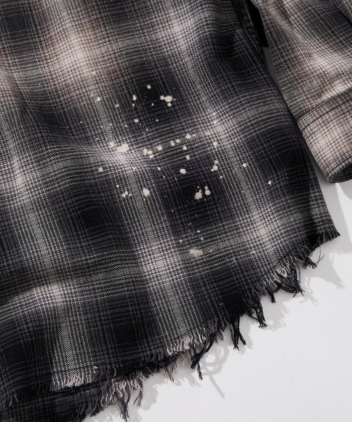 寬鬆版型 漂白工藝 漸變格紋 法蘭絨襯衫