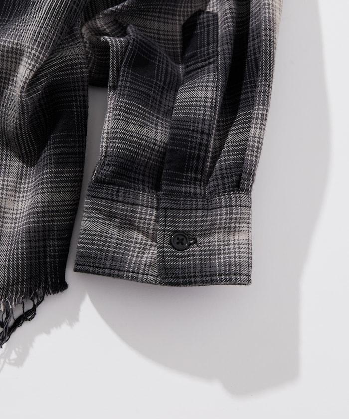 寬鬆版型 漂白工藝 漸變格紋 法蘭絨襯衫