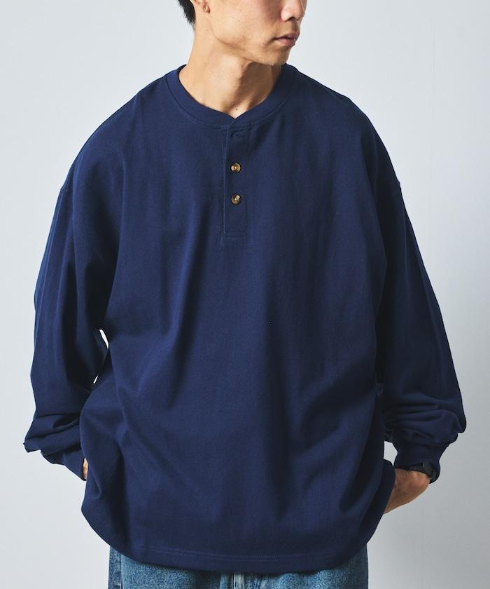 9盎司重磅寬鬆版型亨利領長袖T恤/重磅/長袖T恤