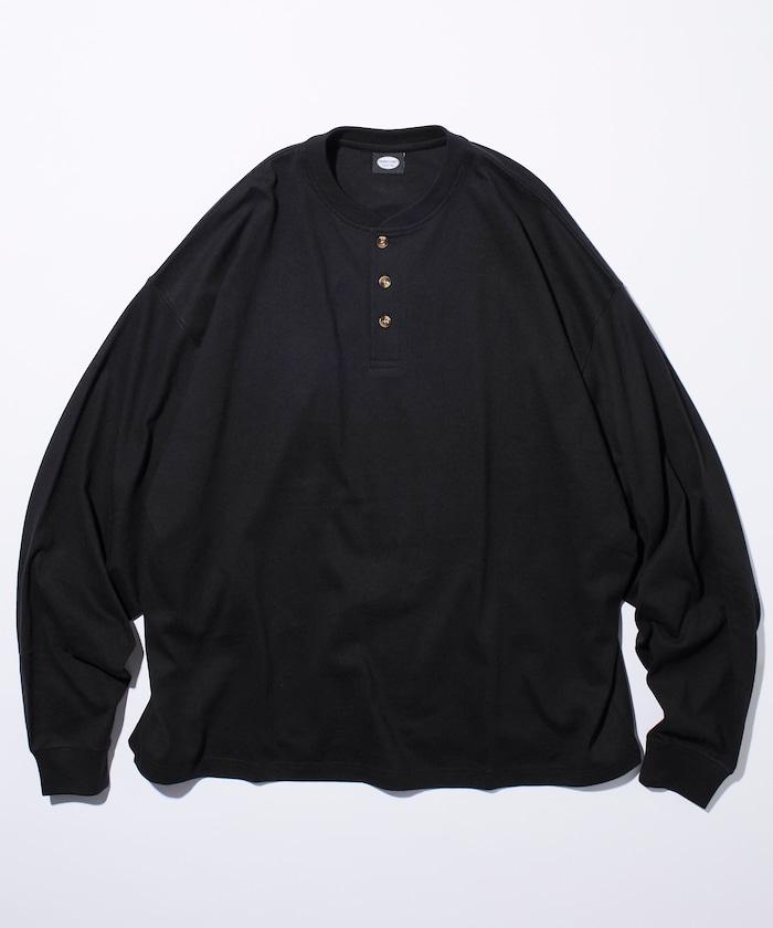 9盎司重磅寬鬆版型亨利領長袖T恤/重磅/長袖T恤